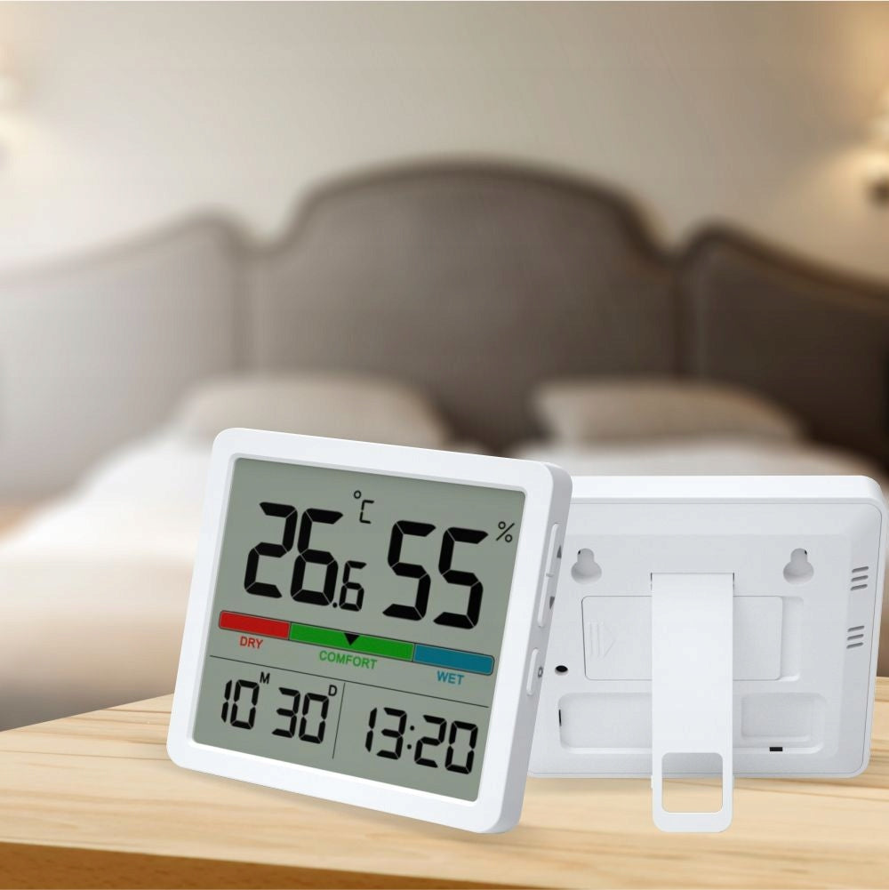 WEATHER STATION MANTA WIRELESS THERMOMETER HYGROMETER CLOCK DATE BATTERIES Color white