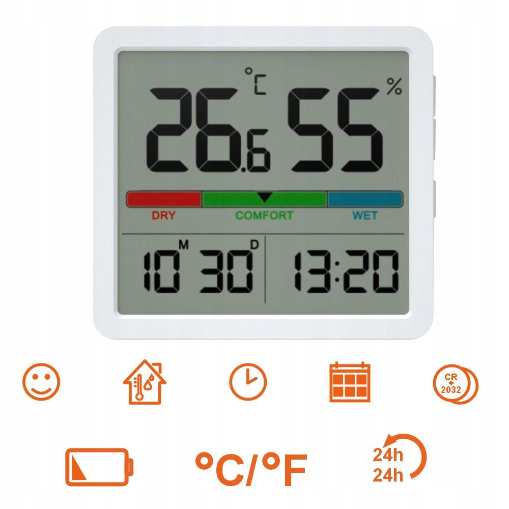 WEATHER STATION MANTA WIRELESS THERMOMETER HYGROMETER CLOCK DATE BATTERIES Manufacturer code Stacja pogodowa termometr pokojowy Windy