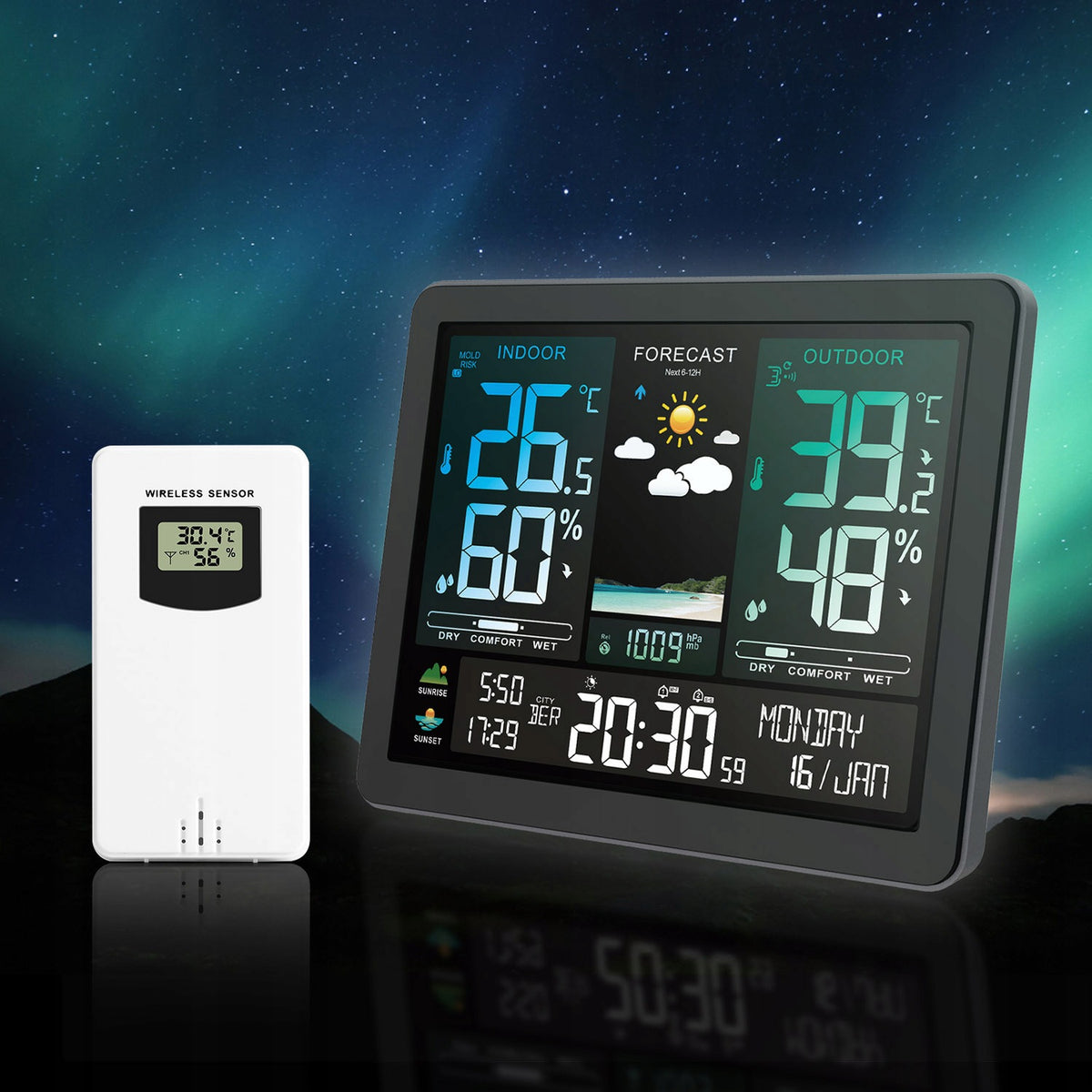 WEATHER STATION METEO THERMOMETER HYGROMETER CLOCK Brand no brand