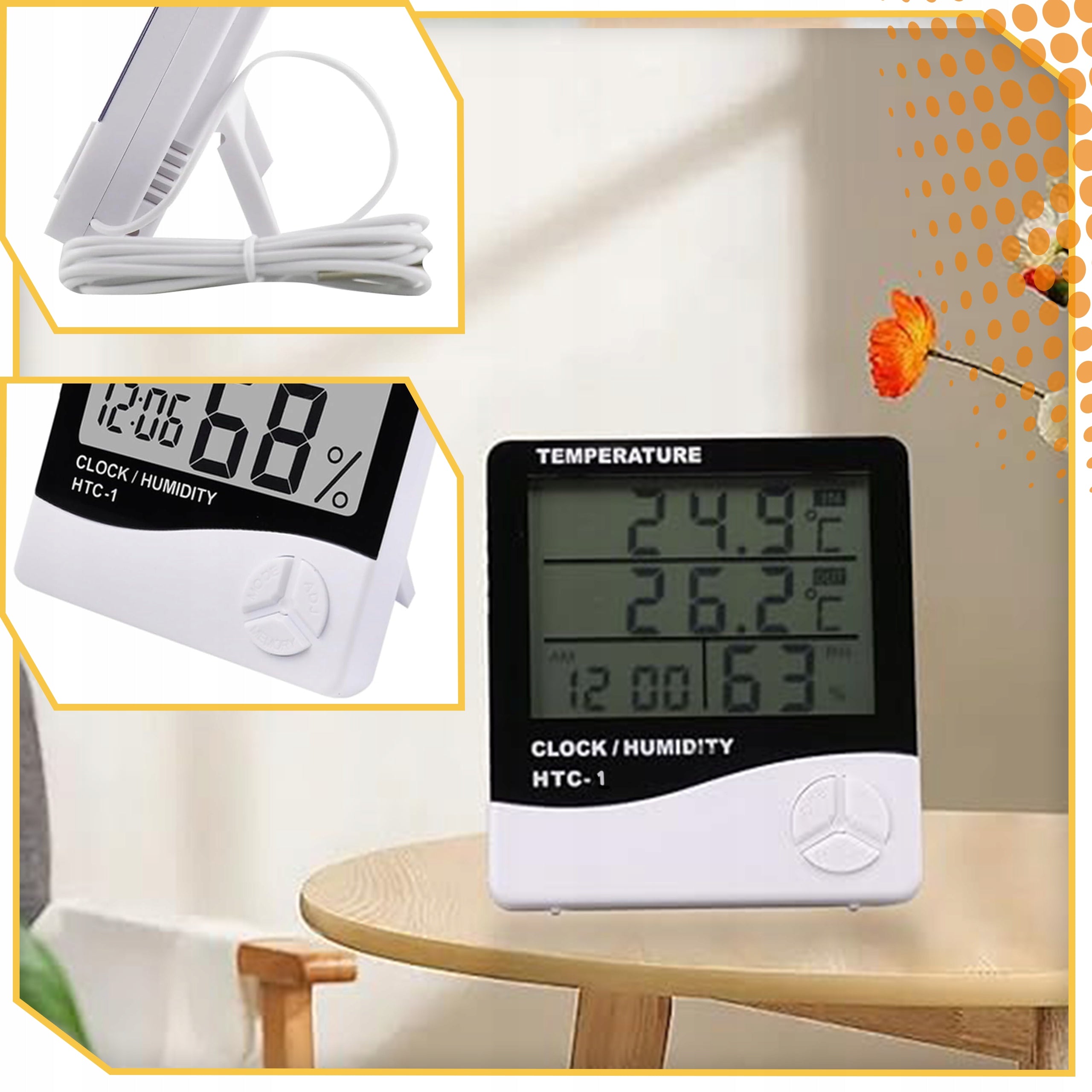 WEATHER STATION THERMOMETER HYGROMETER SENSOR PROBE CLOCK METEO ALARM CLOCK Brand Lewer