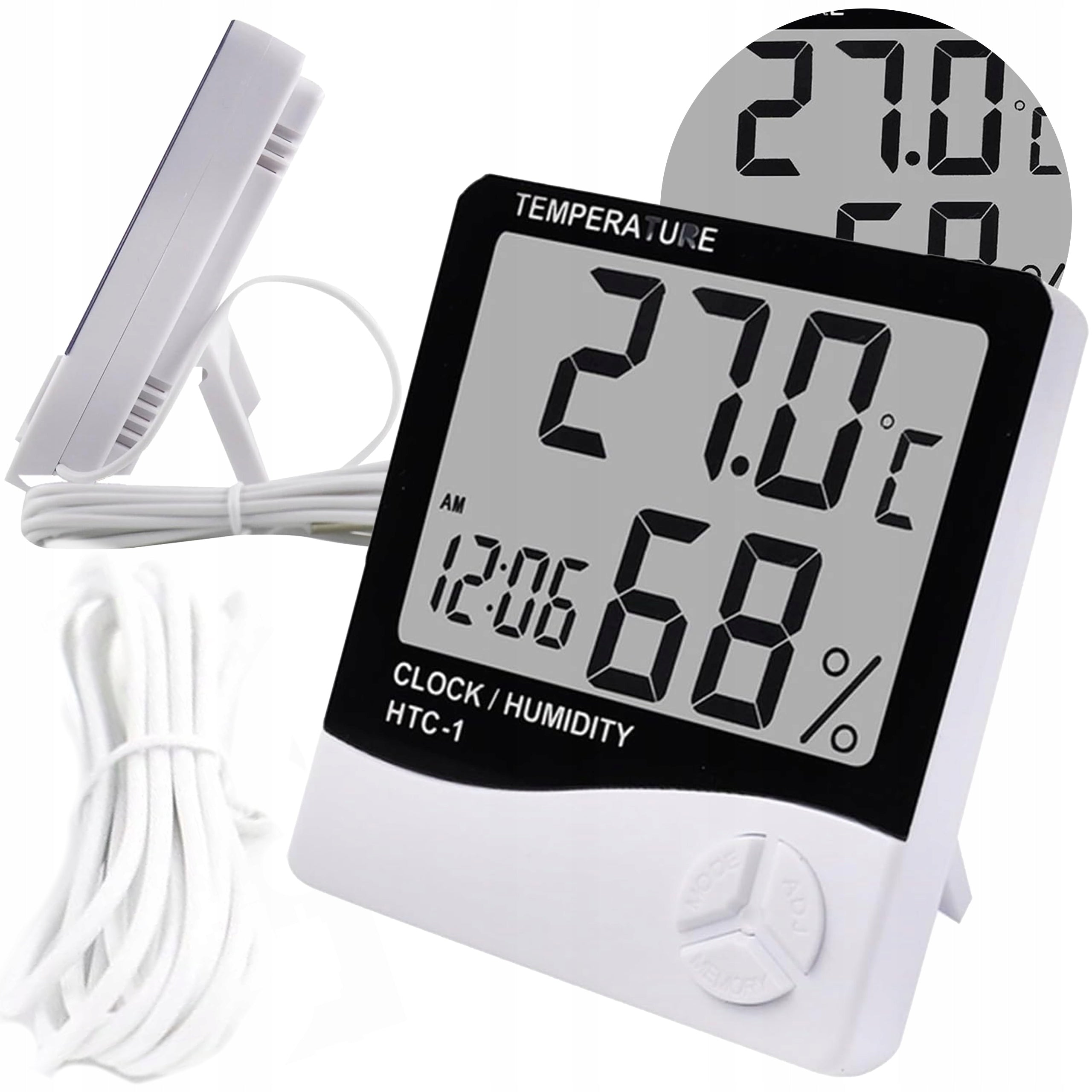 WEATHER STATION THERMOMETER HYGROMETER SENSOR PROBE CLOCK METEO ALARM CLOCK