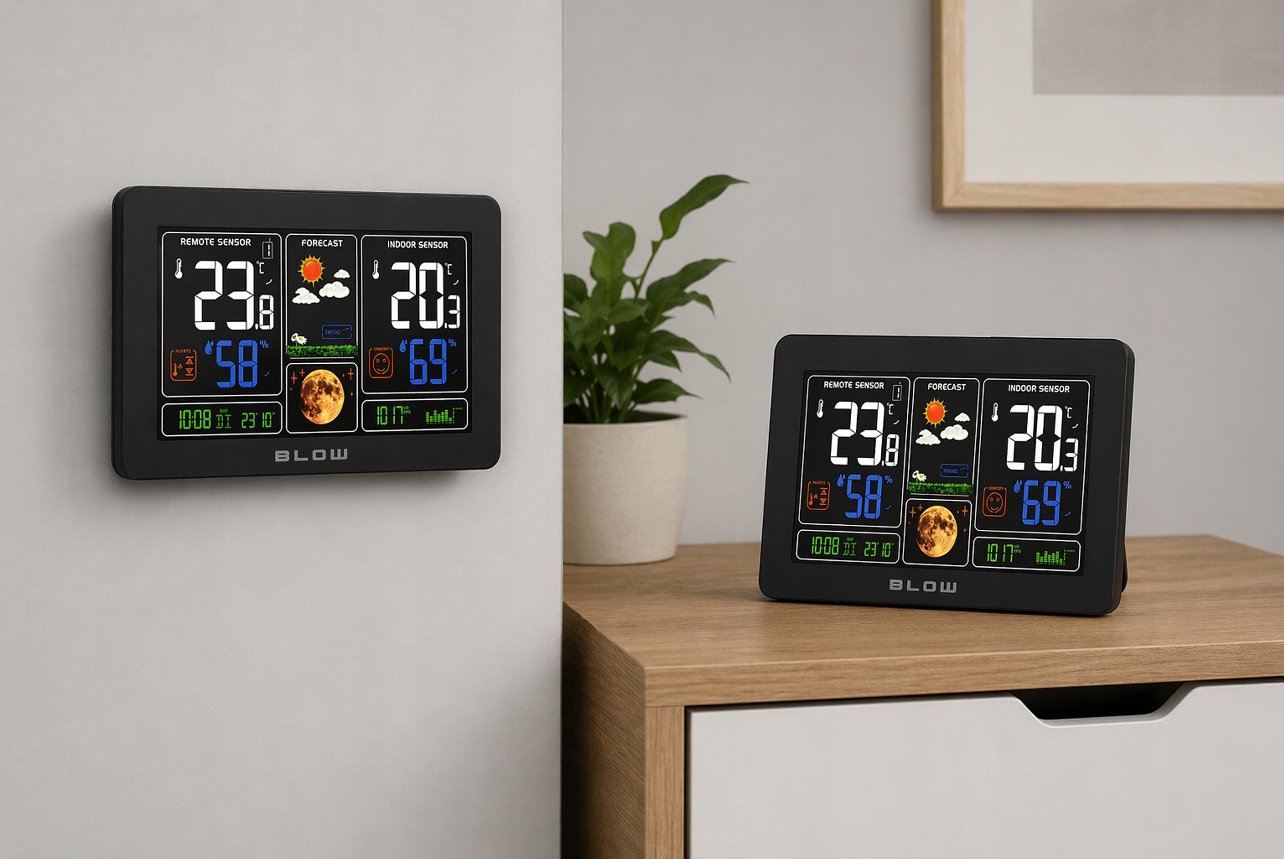 WEATHER STATION WIRELESS WEATHER METEO THERMOMETER HYGROMETER BAROMETER LED Brand Blow