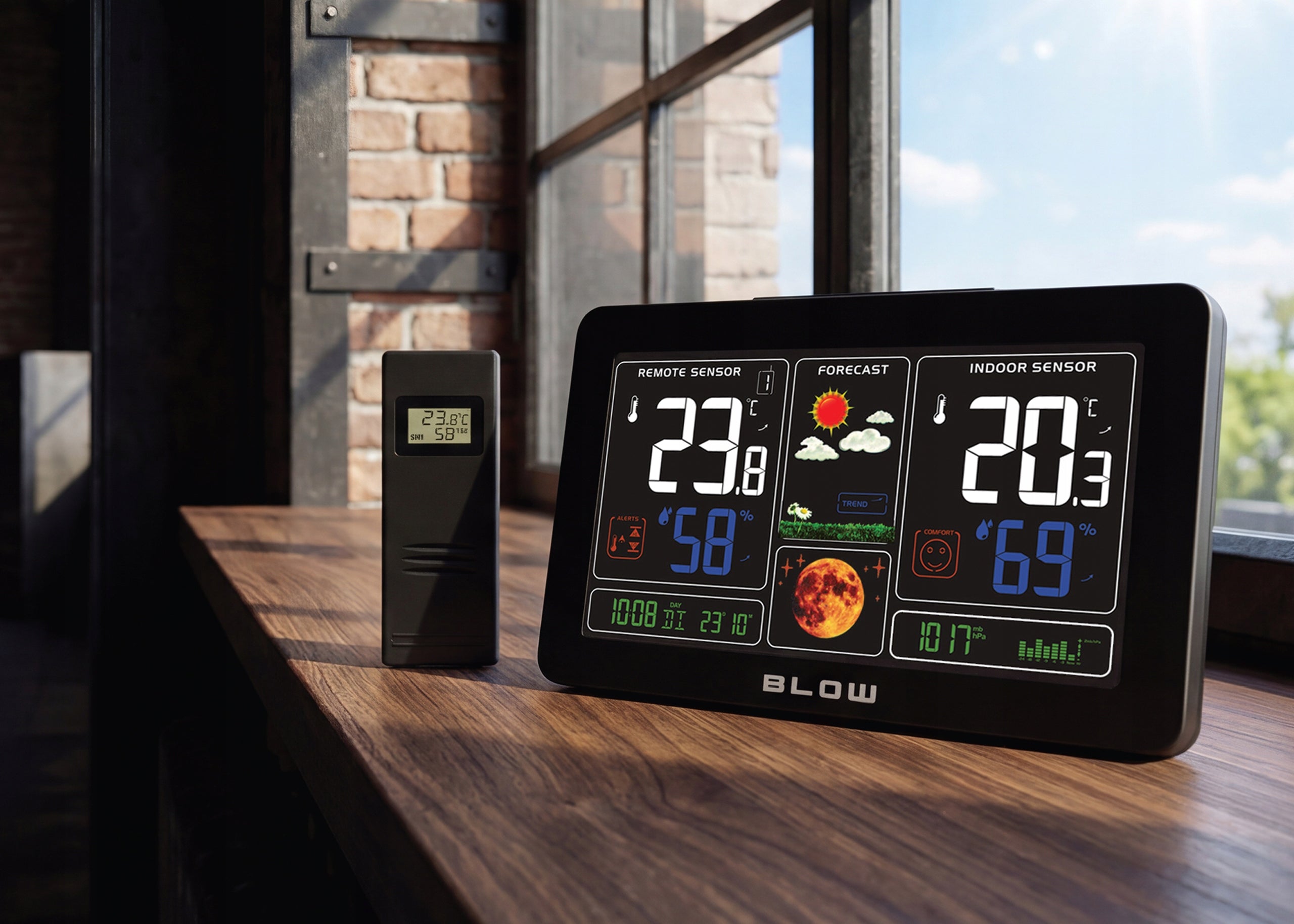 WEATHER STATION WIRELESS WEATHER METEO THERMOMETER HYGROMETER BAROMETER LED Color black