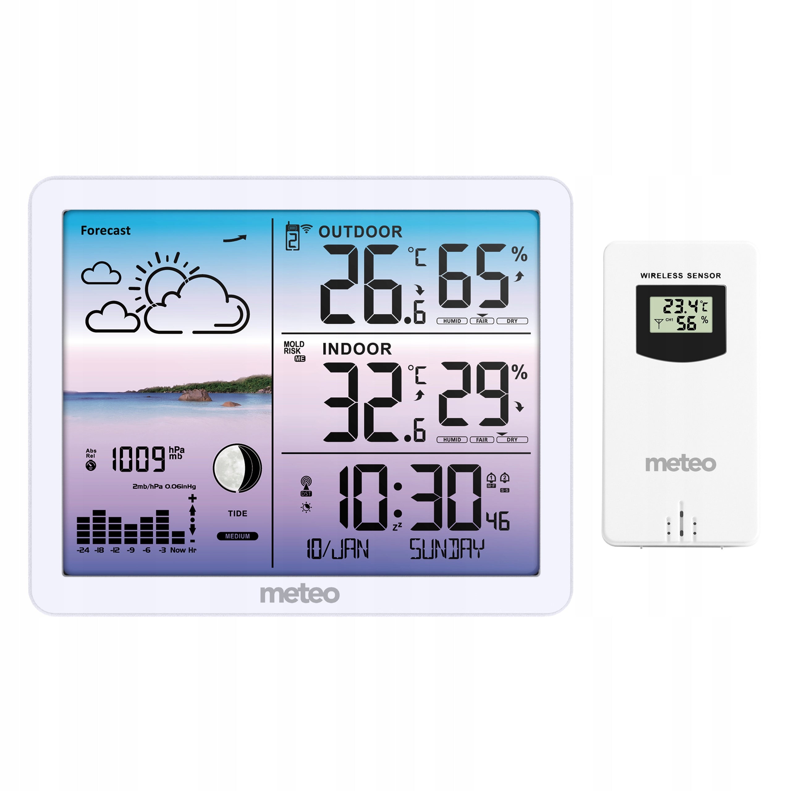 WEATHER STATION WITH DCF METEO SP107B WEATHER Batteries included no