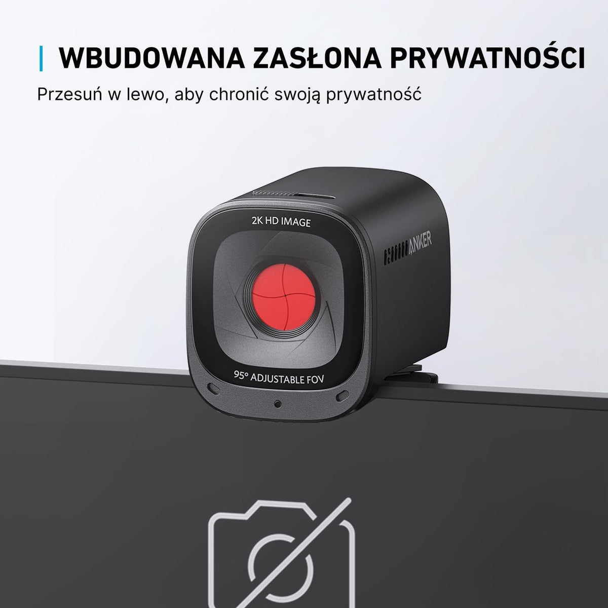 WEBCAM 2K PC MICROPHONES AI NOISE REDUCTION REGULAR FIELD Model Anker PowerConf C200 2K kamera interneto
