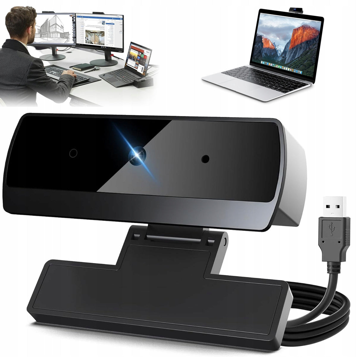 WEBCAM FOR PC WITH MICROPHONE FULL HD 1080P USB BLACK