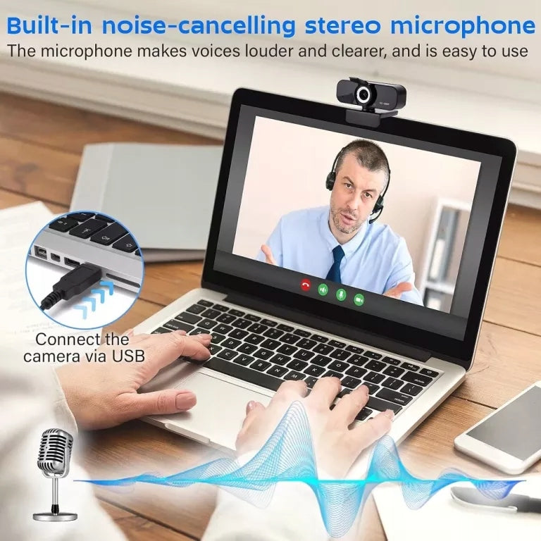 WEBCAM FULL HD, USB WITH MICROPHONE FOR PC Model 15728ZS