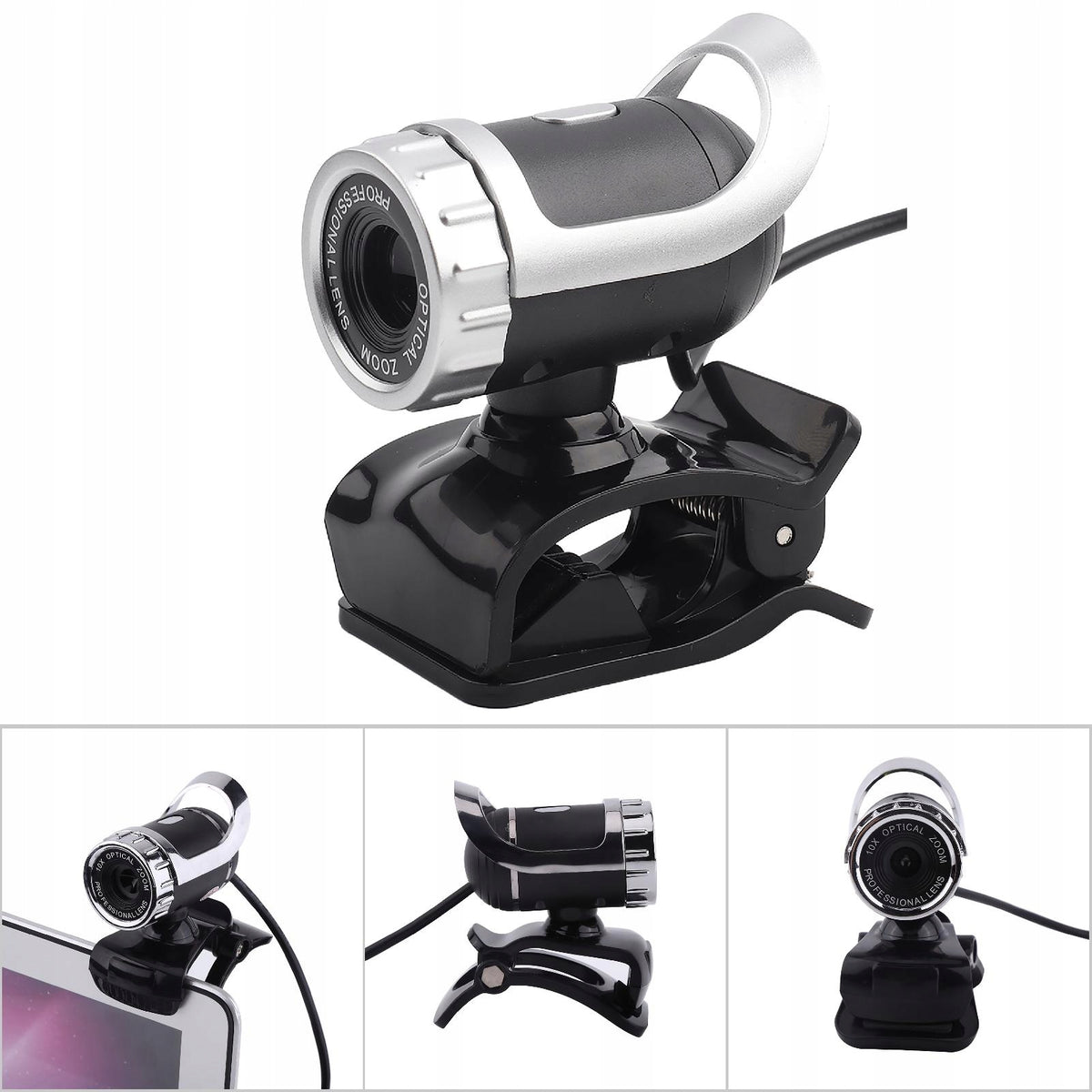 WEBCAM PC FOR LESSONS WITH MICROPHONE SILVER Batteries included no
