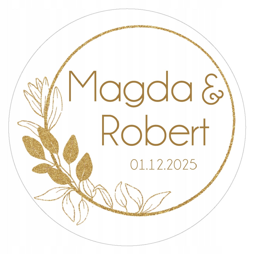 WEDDING Stickers Personalized Names and Date for Cake Packages 48 Pieces