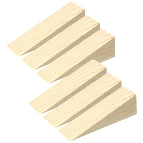 WEDGE WOODEN DOOR STOPS NON-SLIP SET OF 6 PIECES wooden Brand no brand