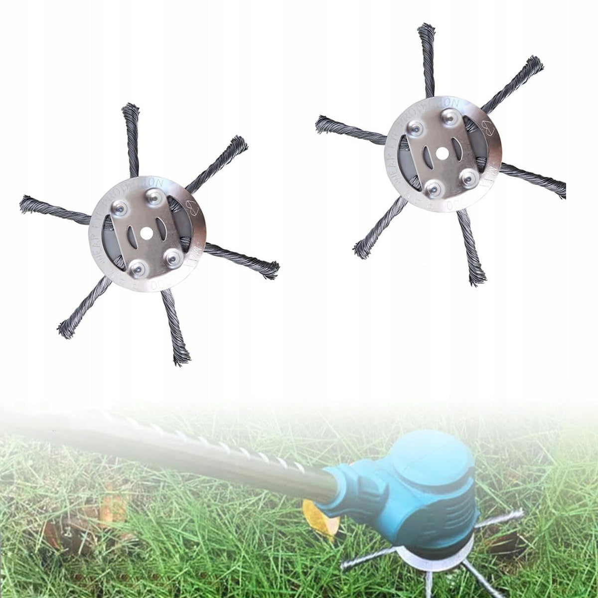 WEED GRASS CUTTING HEAD STEEL WIRE ROTARY BRUSH 15CM 2PCS