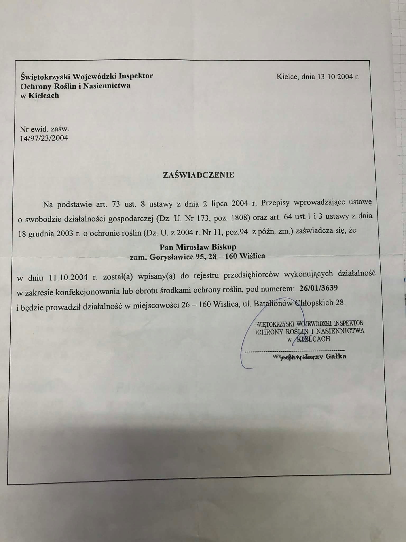 WEEDOX EXTRA 300 SL 1L WEED AGENT CIECH REQUIRED CERTIFICATE Manufacturer code 5902004500041