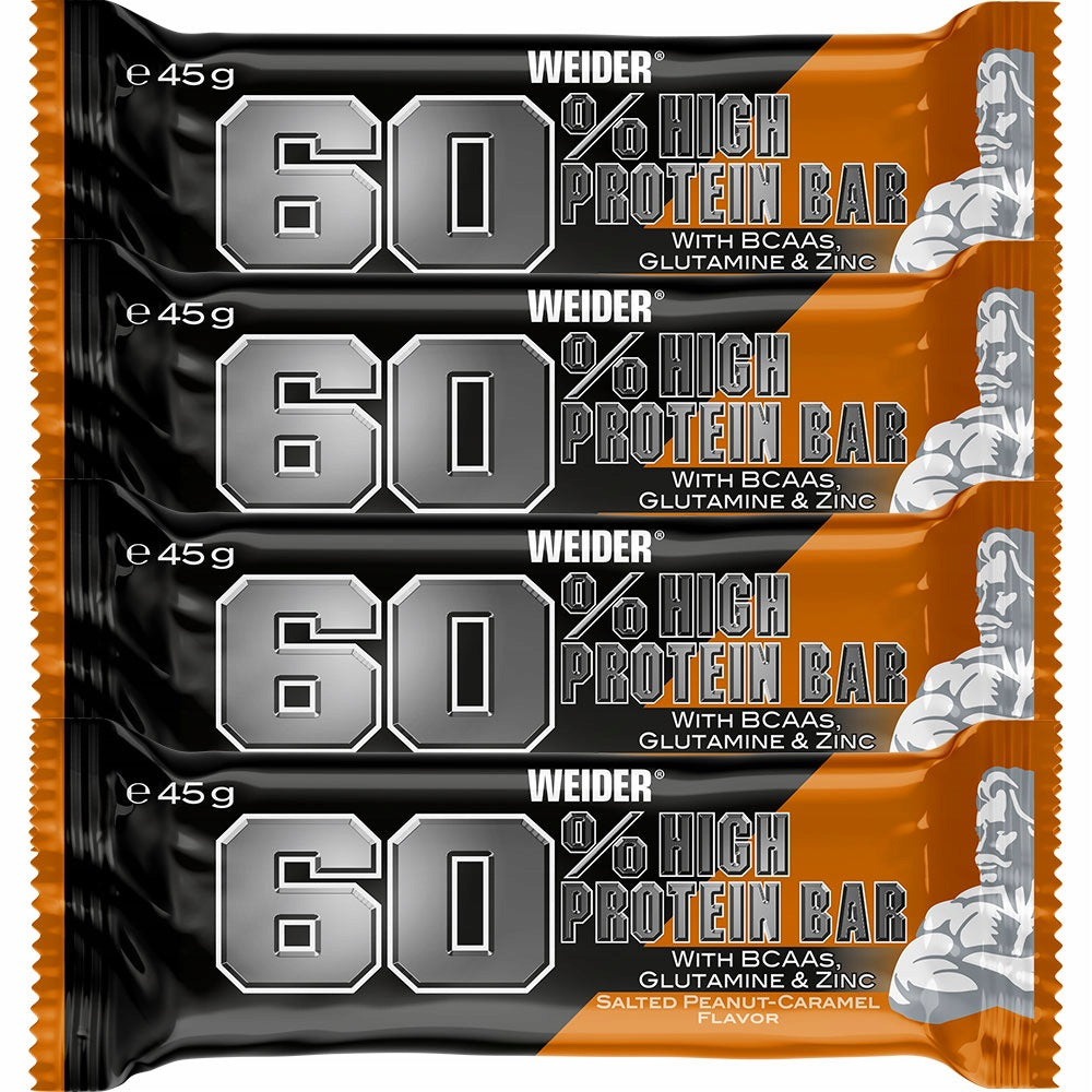 WEIDER 60% PROTEIN BAR 45g x 4 PROTEIN BAR WITHOUT SUGAR - CARAMEL