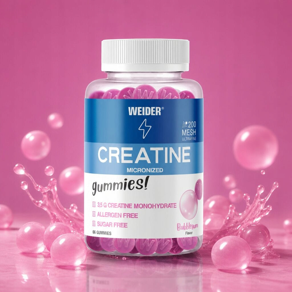 WEIDER CREATINE GUMMIES 66 PCS CREATINE GUMMIES BUBBLEGUM MONOHYDRATE Packaging status original