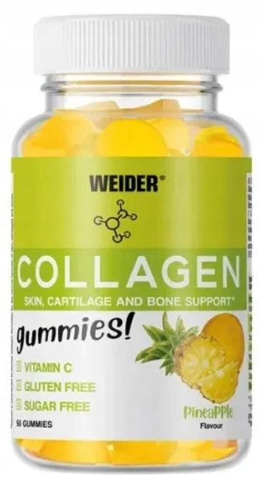 WEIDER - Collagen Pineaple Flavour | Pineapple Flavoured Collagen | 50 Gummies x2 Packaging status original