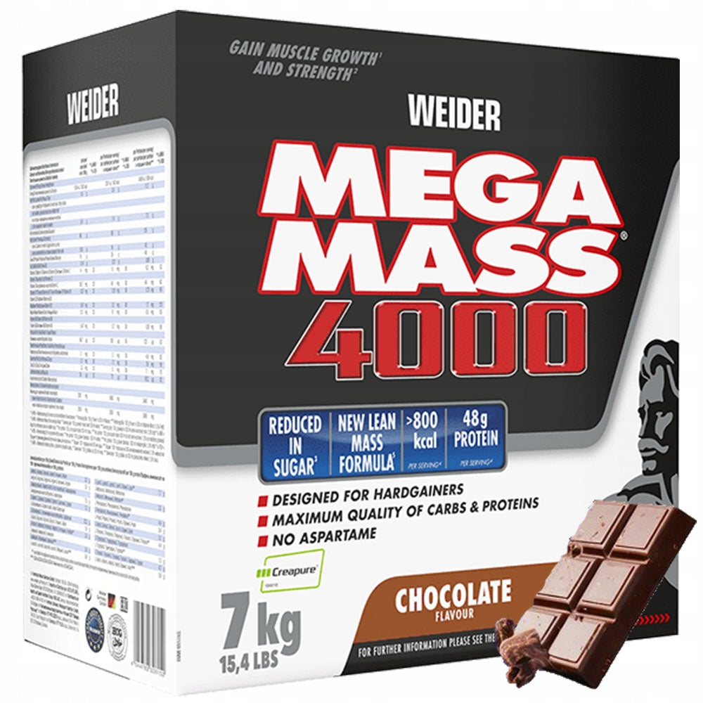 WEIDER MEGA MASS 4000 7kg GAINER MASS PROTEIN CREATINE CARBOHYDRATE CHOCOLATE
