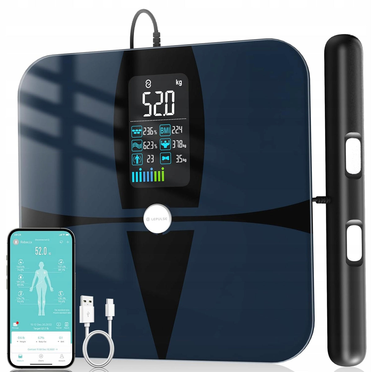 WEIGHT BMI PROFESSIONAL 19 BODY MEASUREMENTS MANUAL BLUETOTH SENSOR APPLICATION