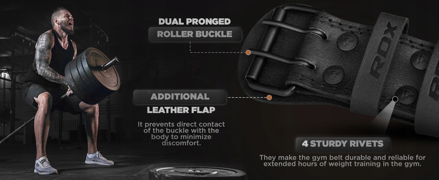 WEIGHTLIFTING BELT LEATHER GYM RDX BODYBUILDING TRAINING Dominant material other