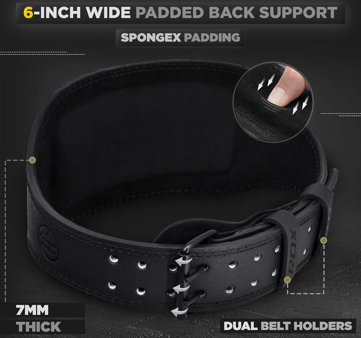 WEIGHTLIFTING BELT LEATHER GYM RDX BODYBUILDING TRAINING Manufacturer code WBS-6FB-S
