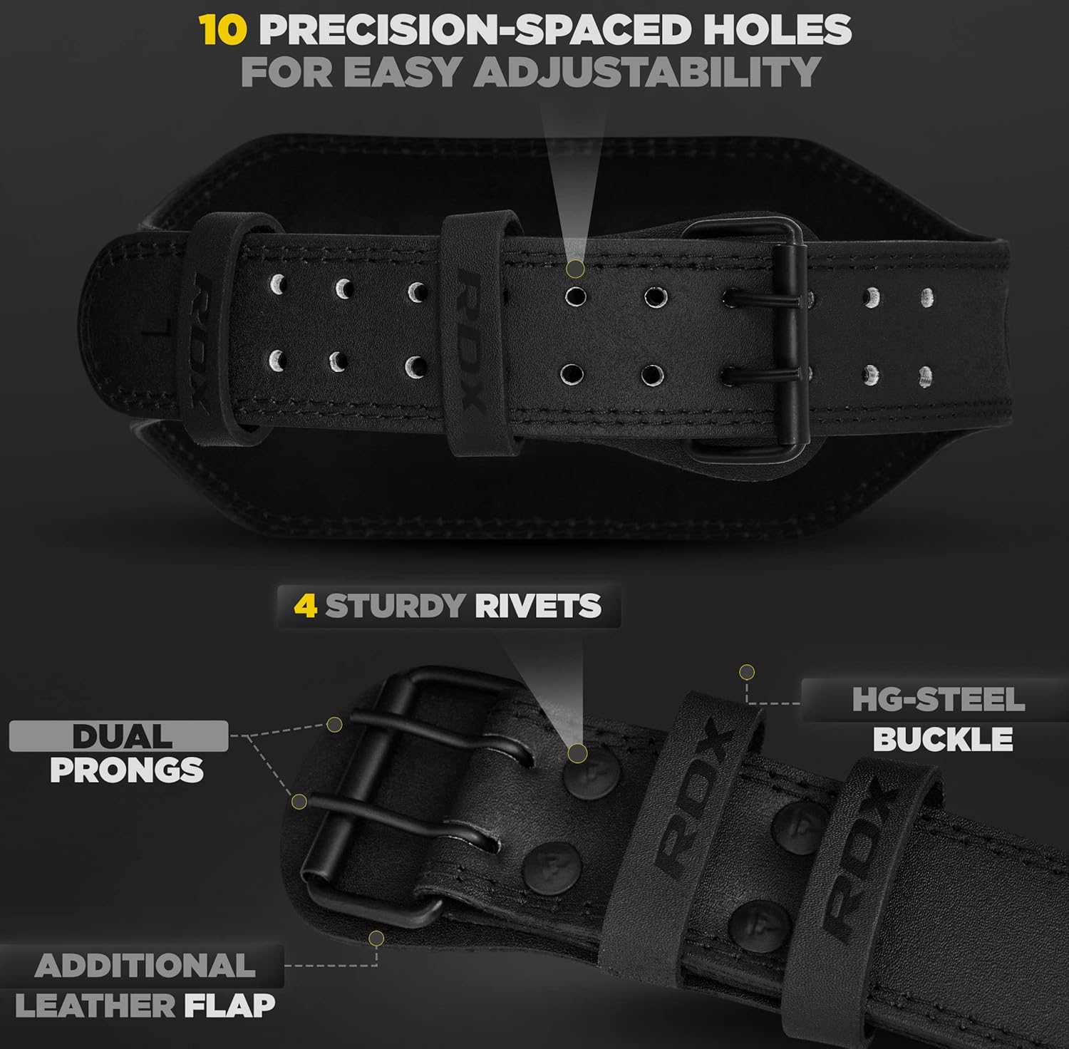 WEIGHTLIFTING BELT LEATHER GYM RDX BODYBUILDING TRAINING Model BELT 6