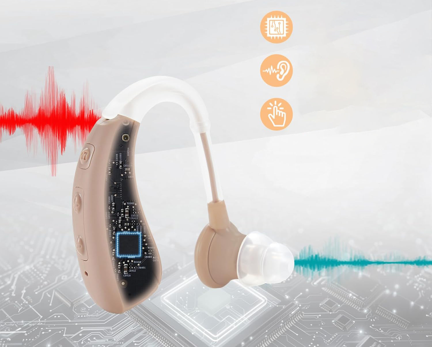 WEIYII Hearing Aid 1021 Digital Rechargeable Noise Cancellation 4 Case Modes Medical device no