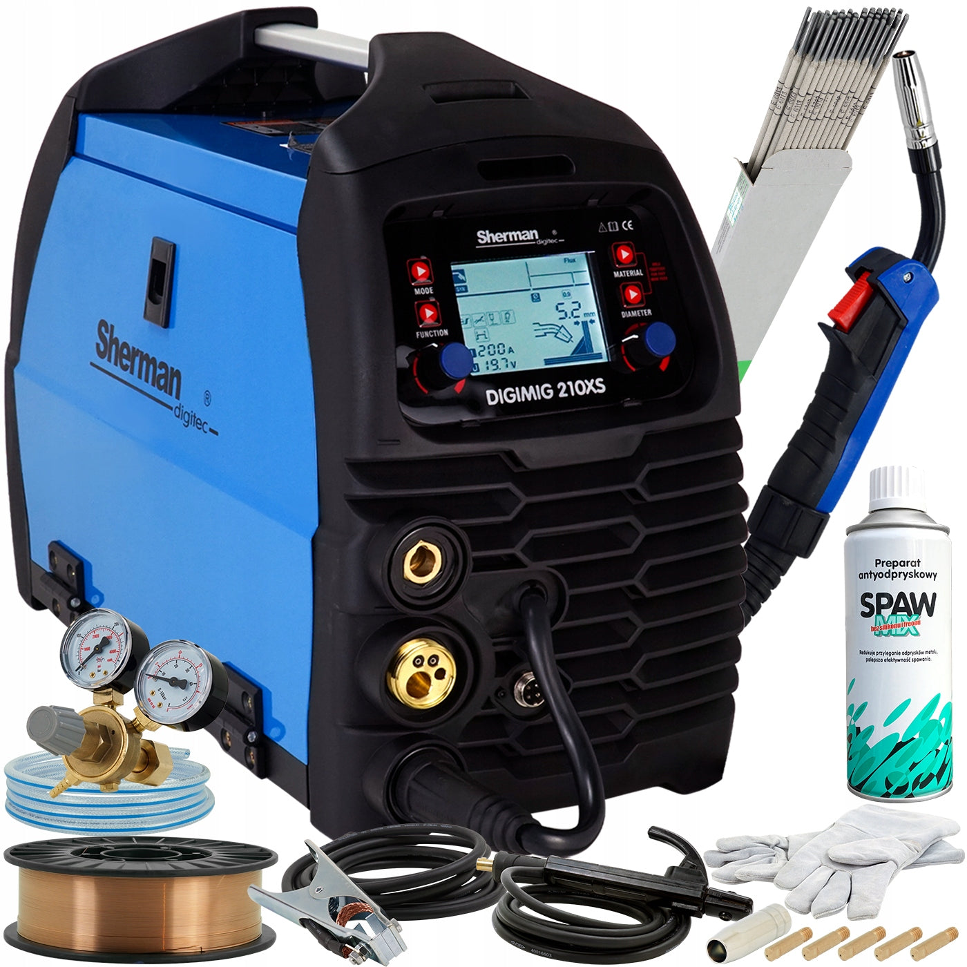 WELDER 3in1 MIGOMAT Aluminium Synergy MIG 200A TIG DC SHERMAN 210 XS
