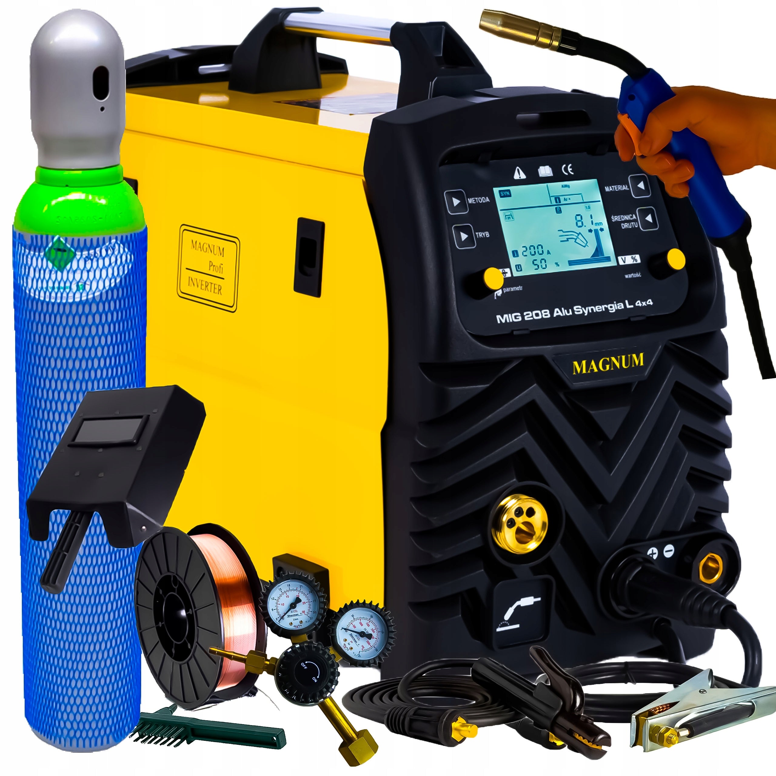 WELDER MIGOMAT MAGNUM MIG 208 4X4 SYNERGY MMA TIG LIFT 3IN1 aluminium