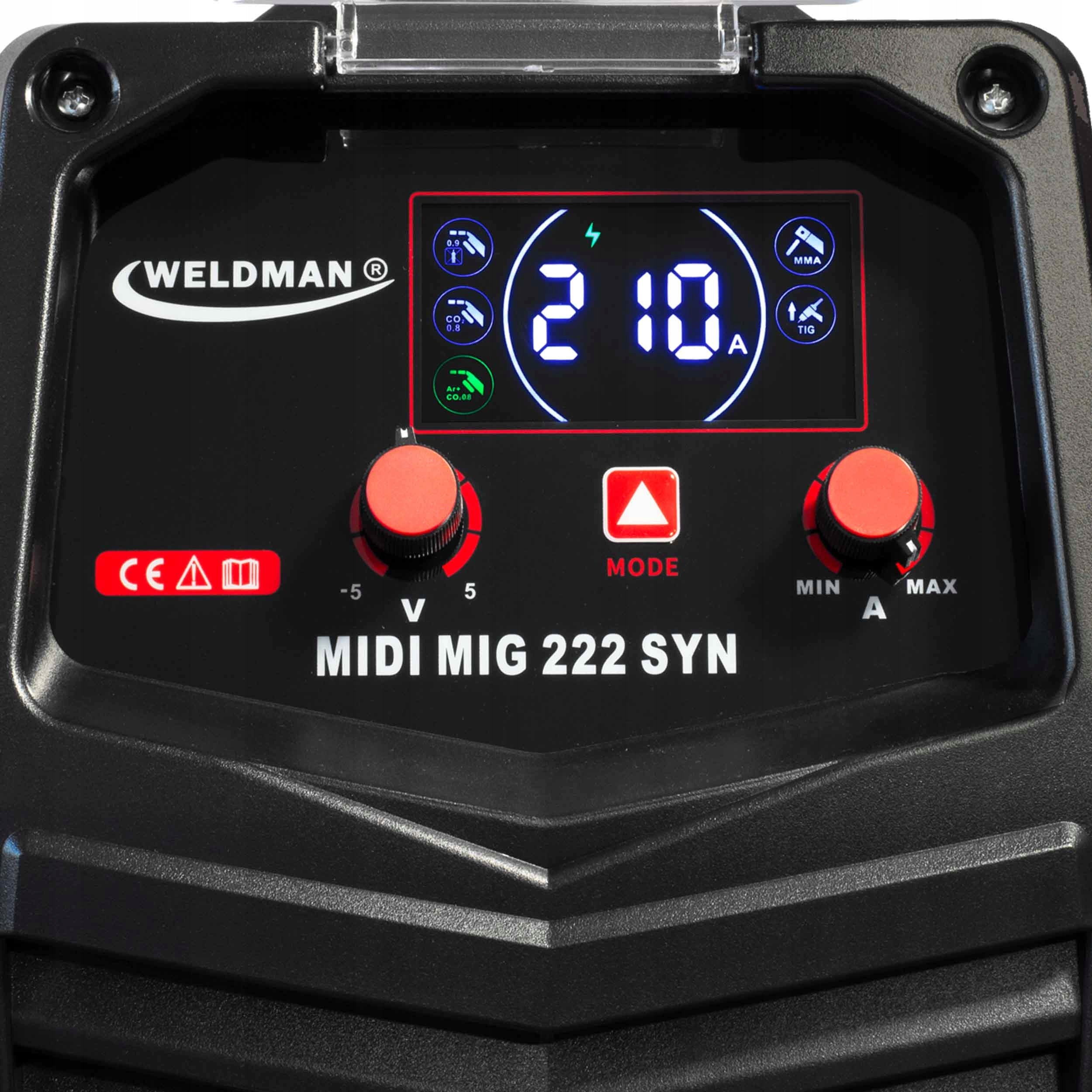 WELDER MIGOMAT MIG MAG Synergy WELDMAN MIDI MIG 222 IGBT FLUX 220A 230V Welding methods MIG/MAG MMA TIG