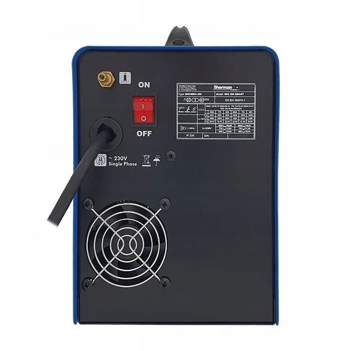 WELDER SHERMAN SMART MIG 200A Synergy MAG MMA TIG 230V INVERTER Welding methods MIG/MAG MMA TIG