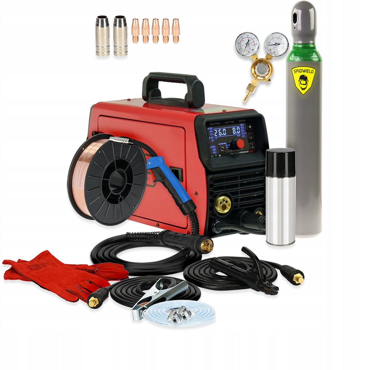 WELDER migomat synergy MIG MMA TIG LIFT 230V 200A IDEAL 202 LED Set