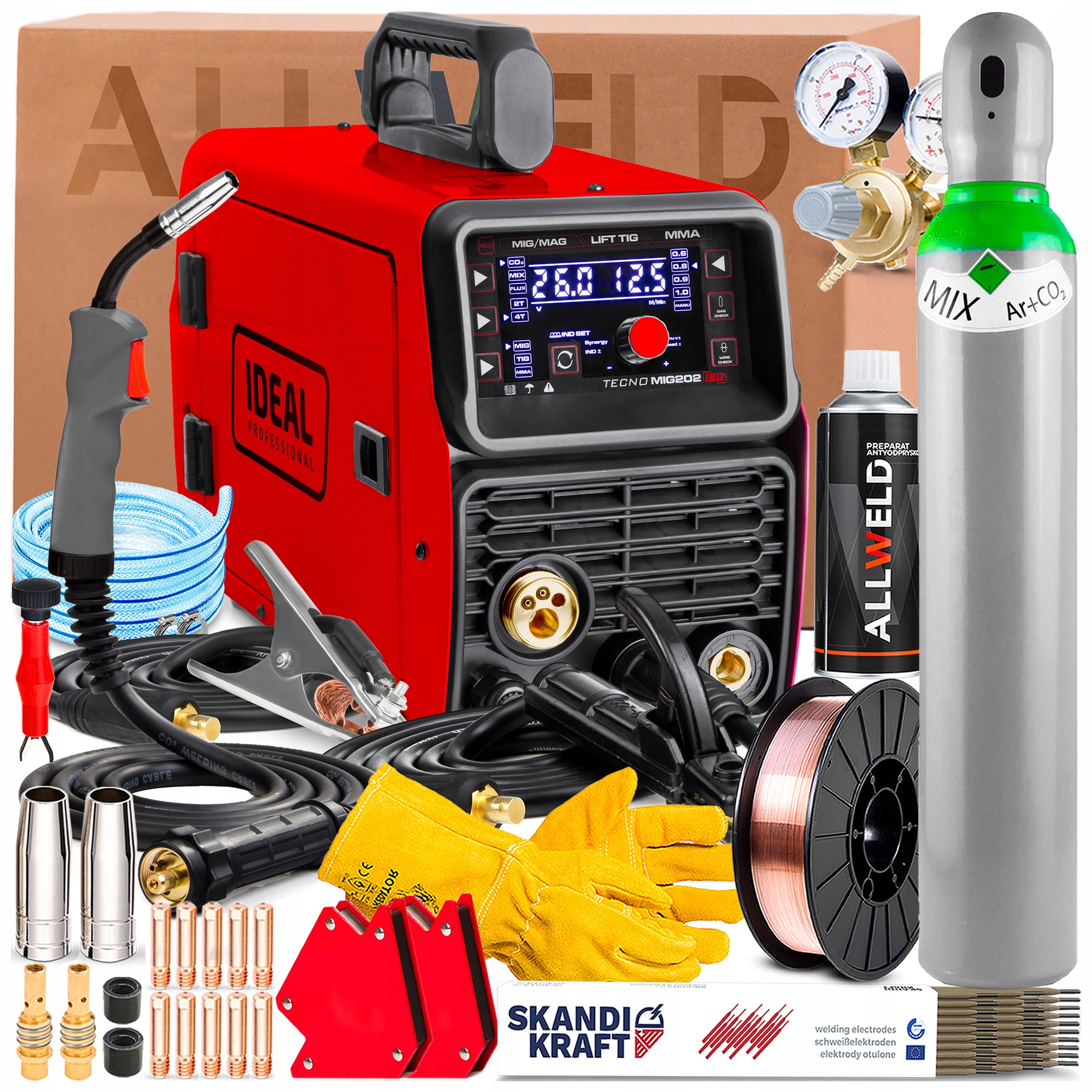 WELDING MACHINE 3IN1 IDEAL TECNO MIG 202 TIG LIFT SYNERGY SOLDERING 230V 200A
