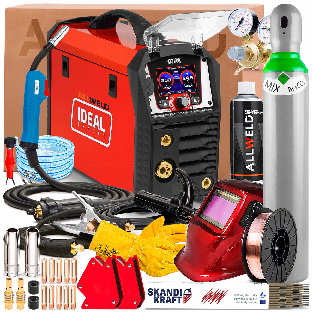 WELDING MACHINE IDEAL EXPERT MIG 201 LCD 230V 200A SYNERGY MMA TIG SOLDERING