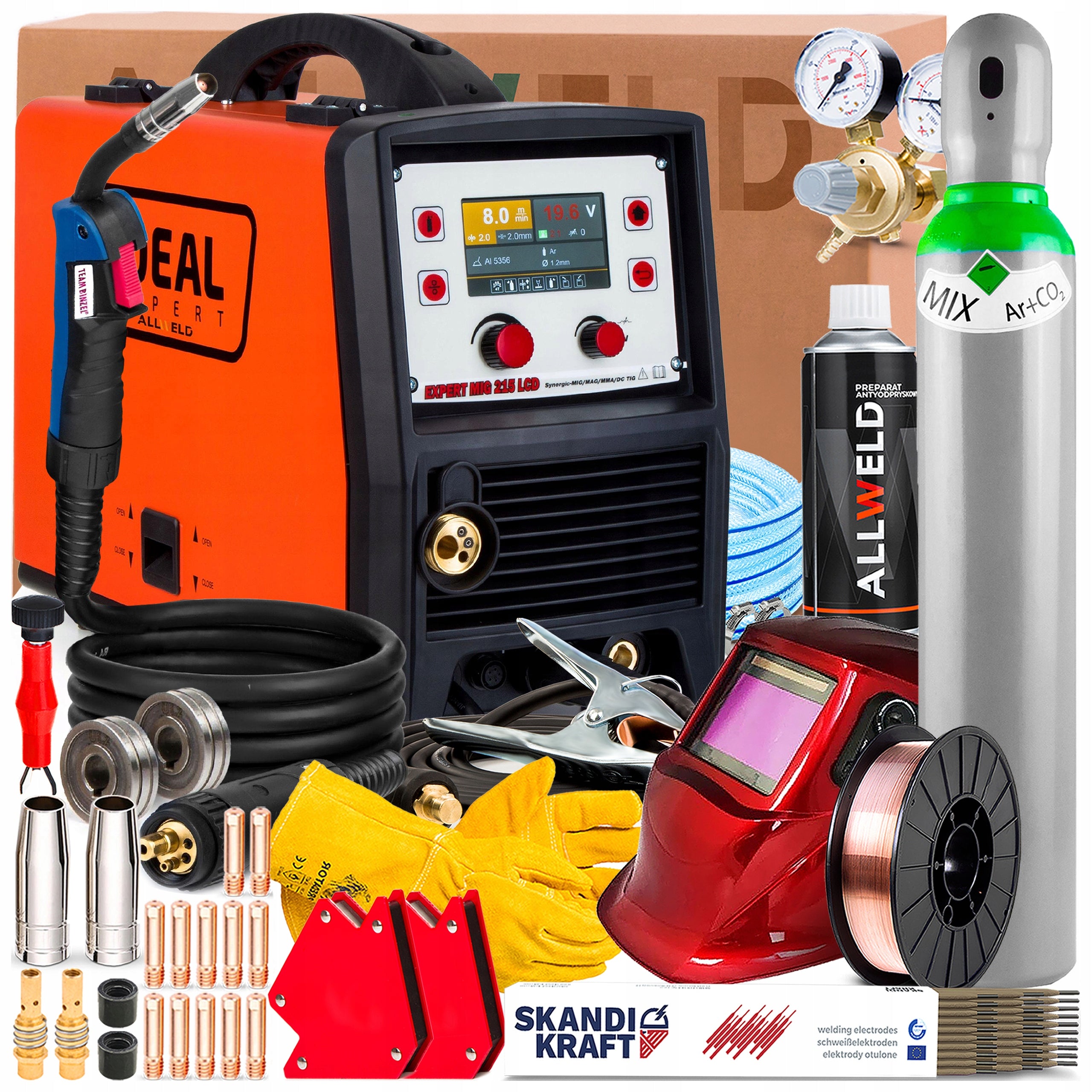 WELDING MACHINE IDEAL EXPERT MIG 215 MMA TIG 230V SYNERGY SOLDERING STEEL ALU