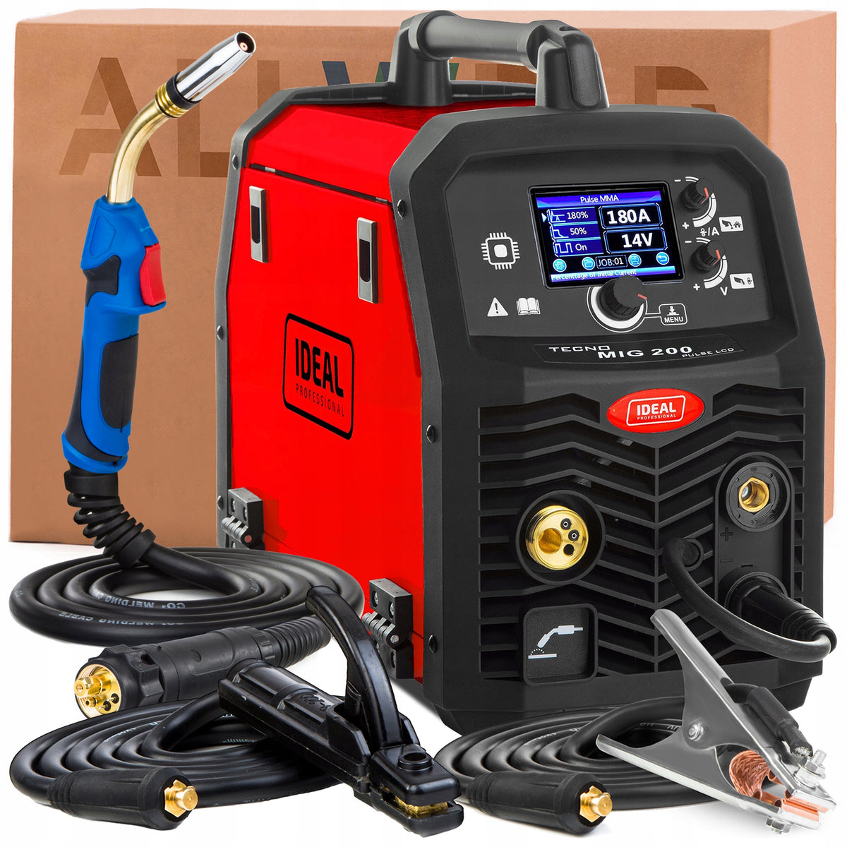 WELDING MACHINE IDEAL TECNO MIG 200 PULSE LCD 230V 200A SYNERGY TIG LIFT PULSE MMA