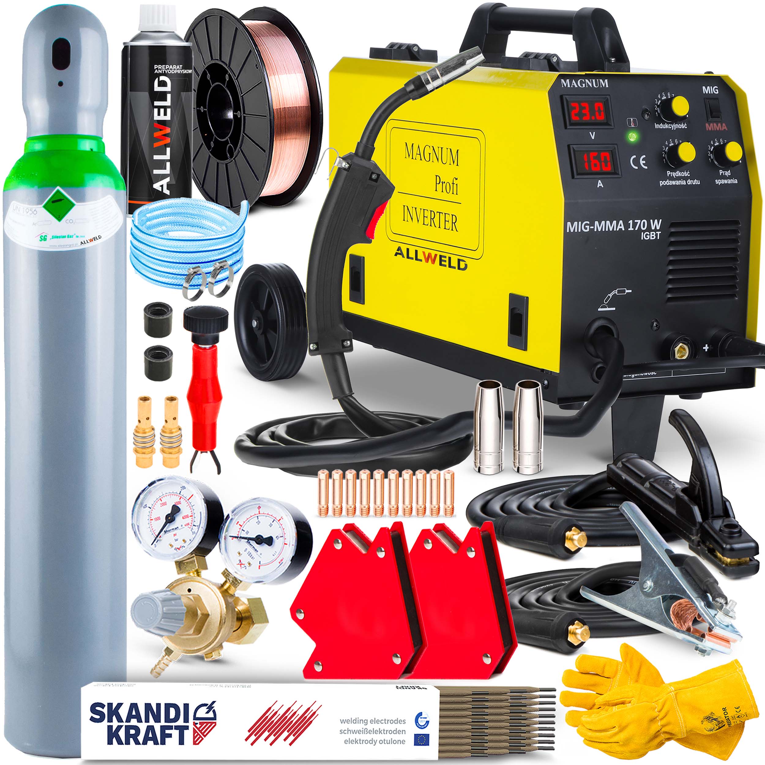 WELDING MACHINE INVERTER MAGNUM MIG MAG FLUX ALUMINIUM SYNERGY IGBT 230V 160A