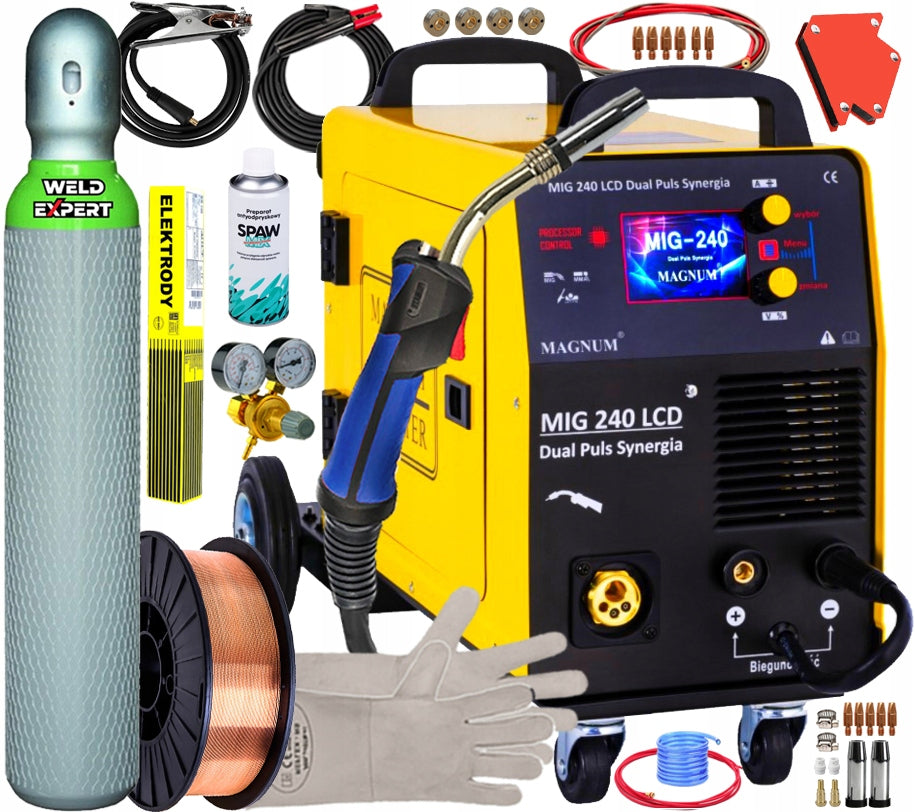 WELDING MACHINE MAGNUM MIG 240 DUAL PULSE LCD SYNERGY TIG