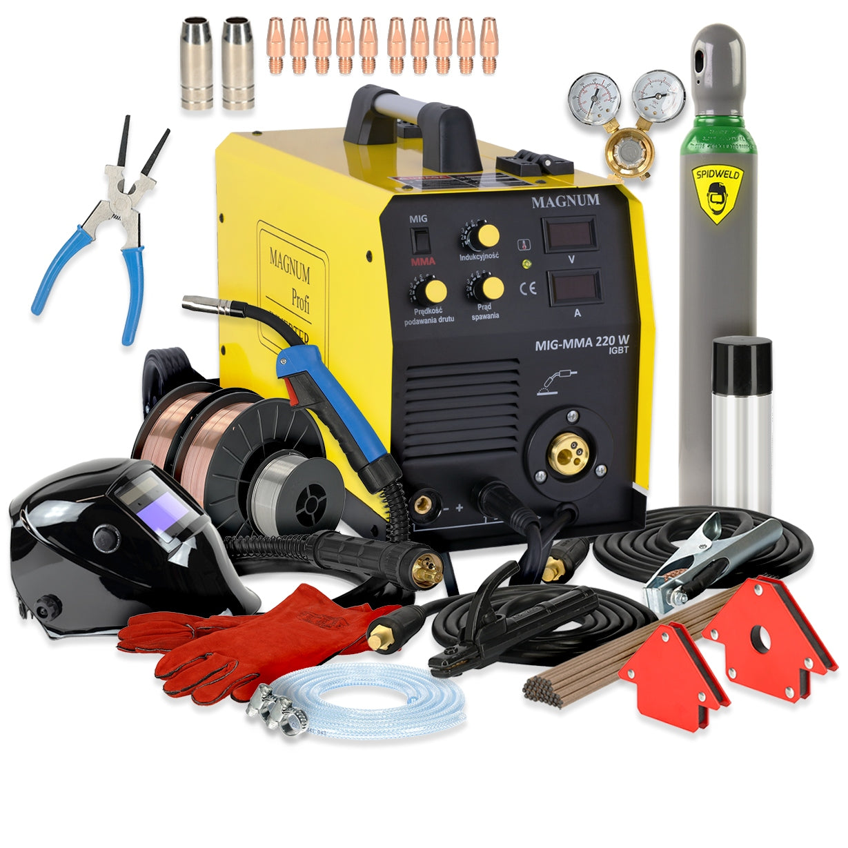 WELDING MACHINE MIGOMAT 200A MAGNUM SOLDERING 230V IGBT MIG/MAG MMA SET