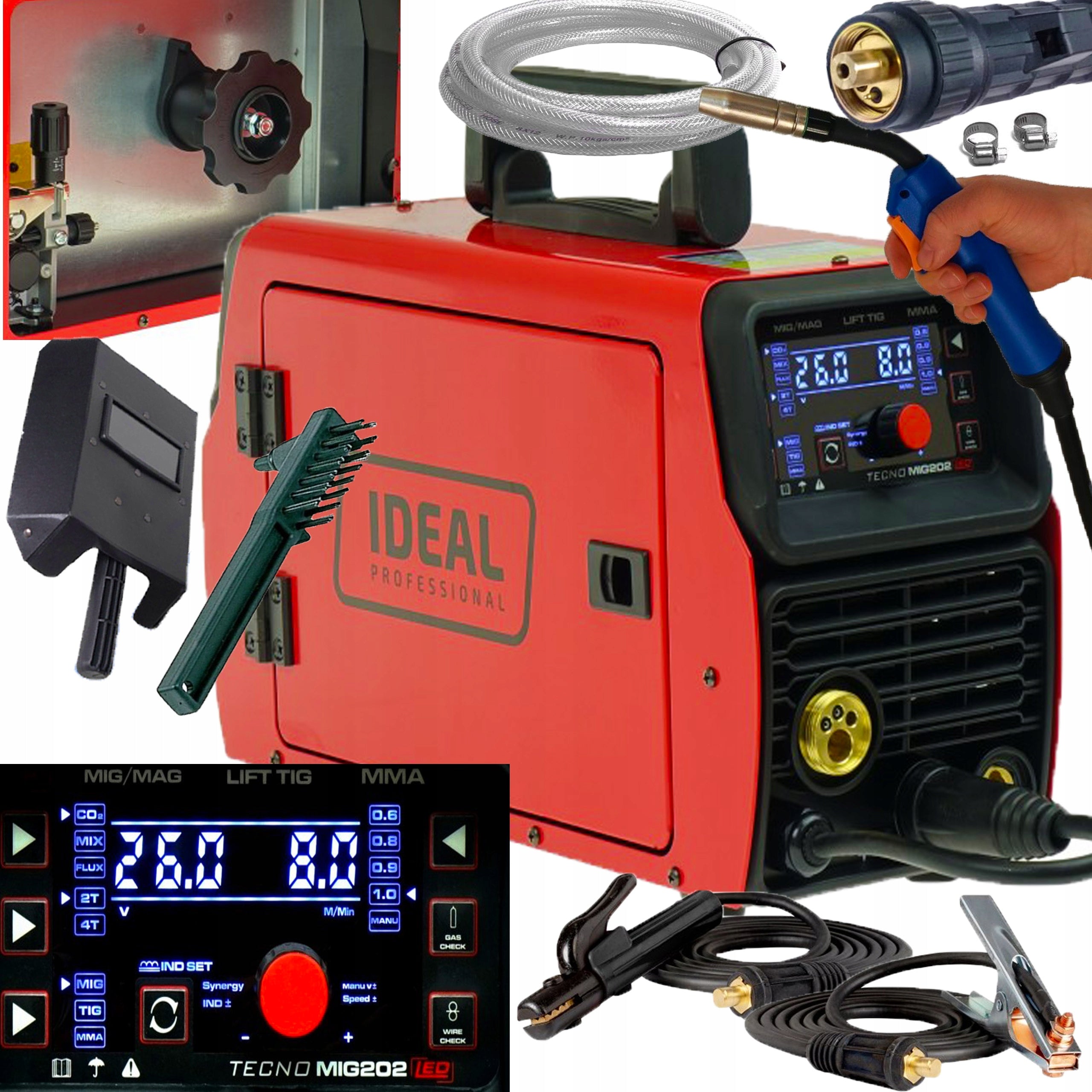 WELDING MACHINE MIGOMAT IDEAL TECNO MIG 202 200A MMA TIG 3IN1 SYNERGY SET