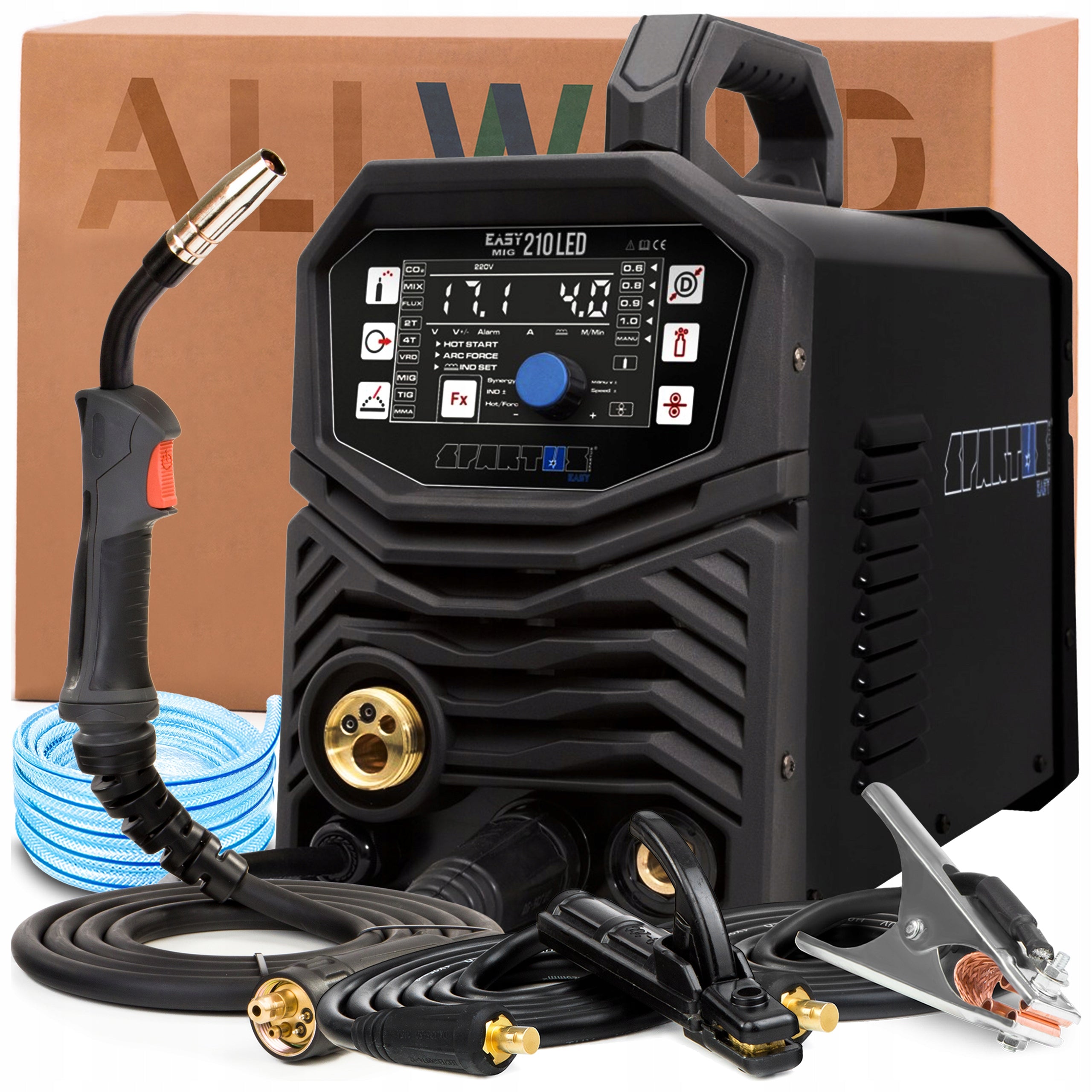 WELDING MACHINE SPARTUS EASY MIG 210 LED 230V 200A SYNERGY TIG LIFT MMA FLUX Packaging status original