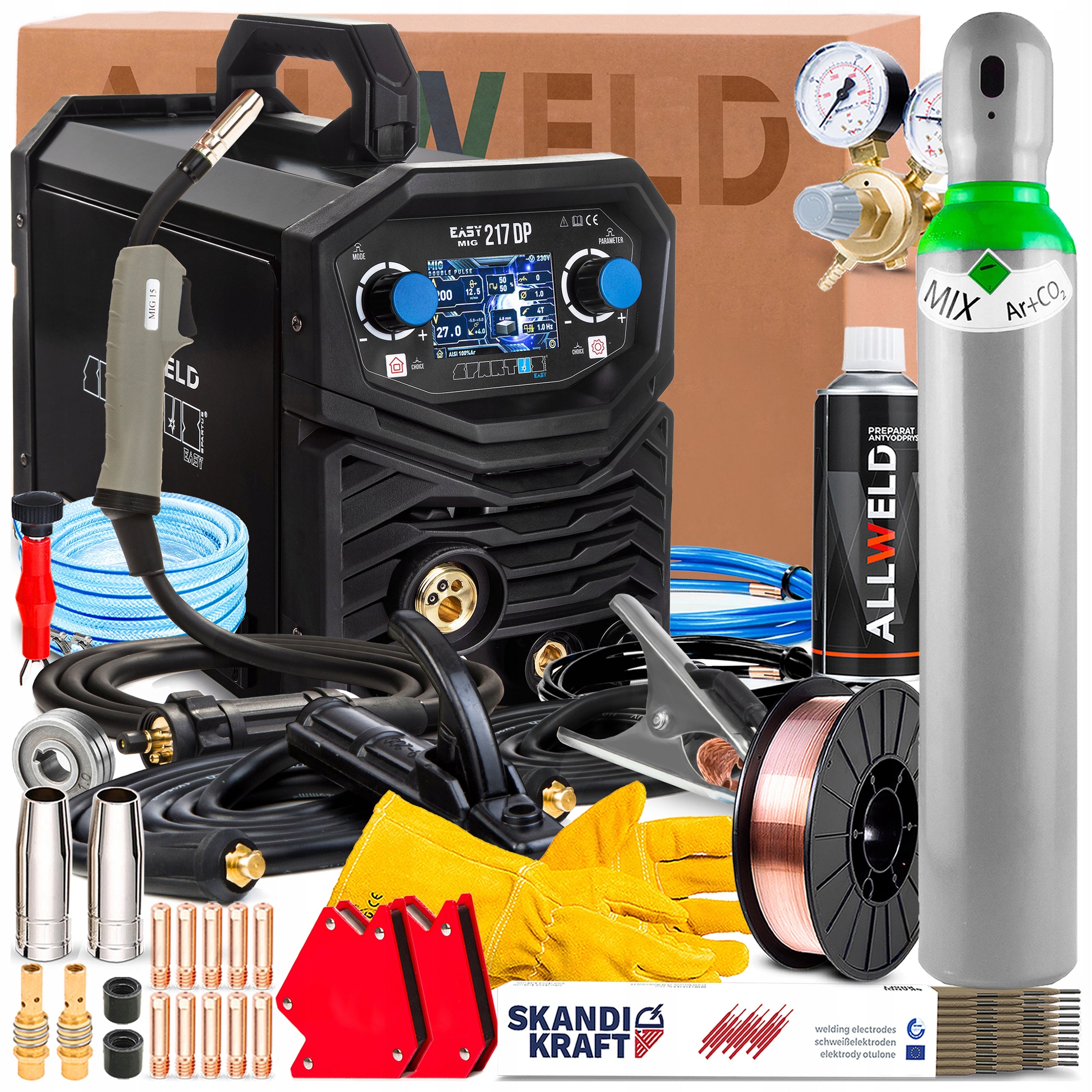 WELDING MACHINE SPARTUS EASY MIG 217DP 230V 200A SYNERGY MMA TIG LIFT DUAL PULSE