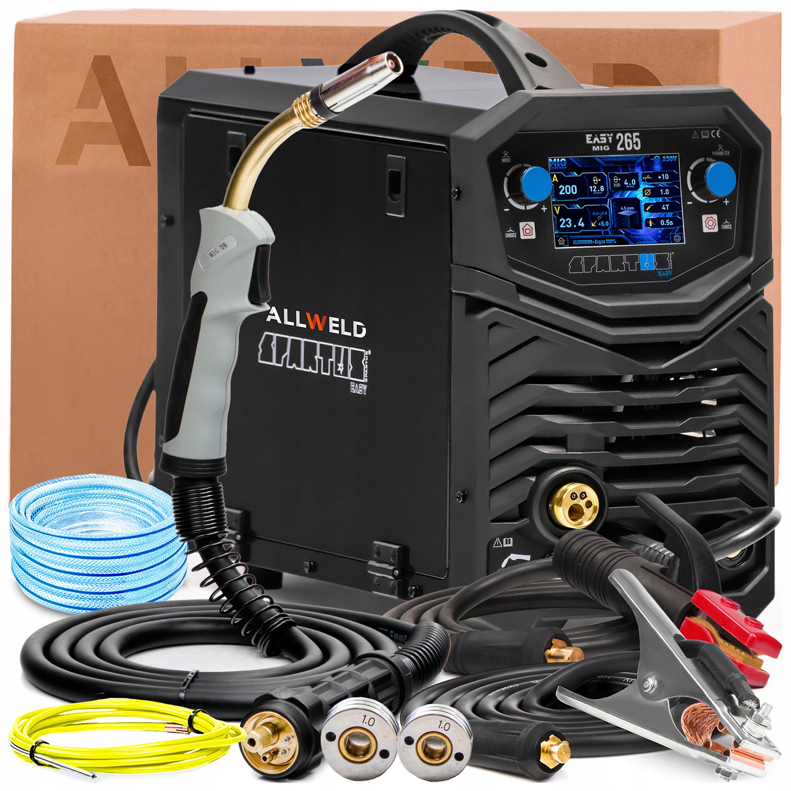 WELDING MACHINE SPARTUS EASY MIG 265 400V 250A 4-ROLL TIG LIFT MMA 2T/4T VRD
