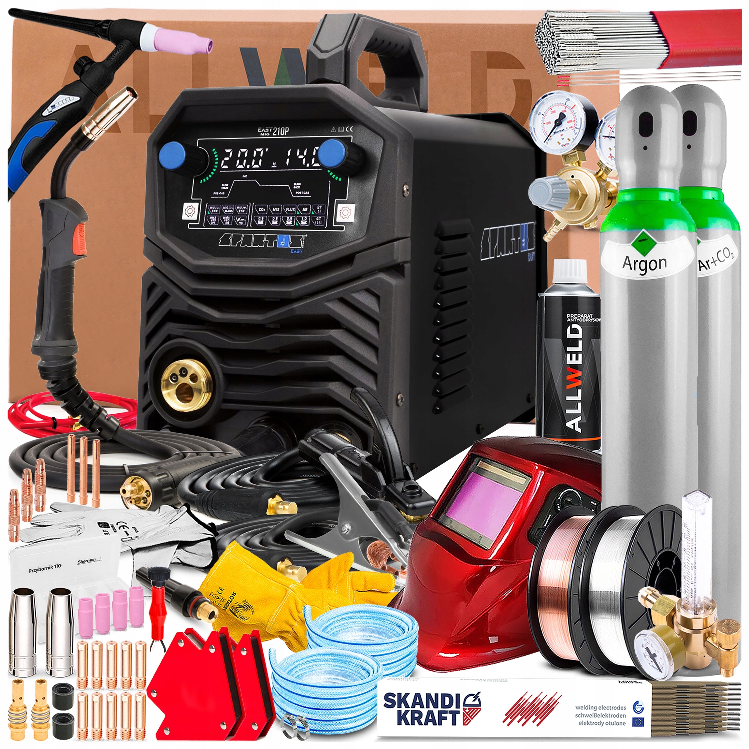 WELDING MACHINE SPARTUS EASYMIG 210 PULSE 230V 200A SYNERGY TIG LIFT HOT START