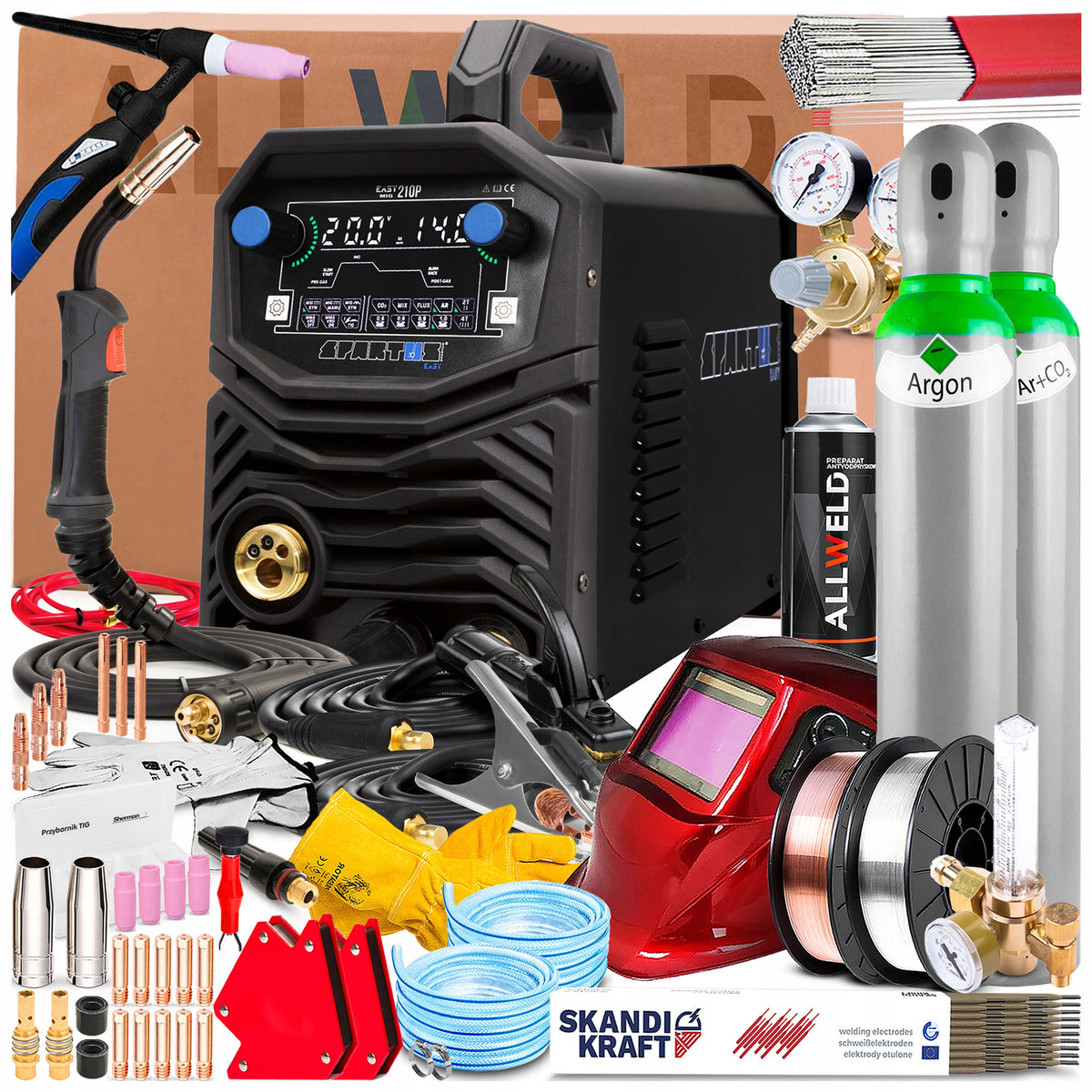 WELDING MACHINE SPARTUS EASYMIG 210 PULSE 230V 200A SYNERGY TIG LIFT HOT START