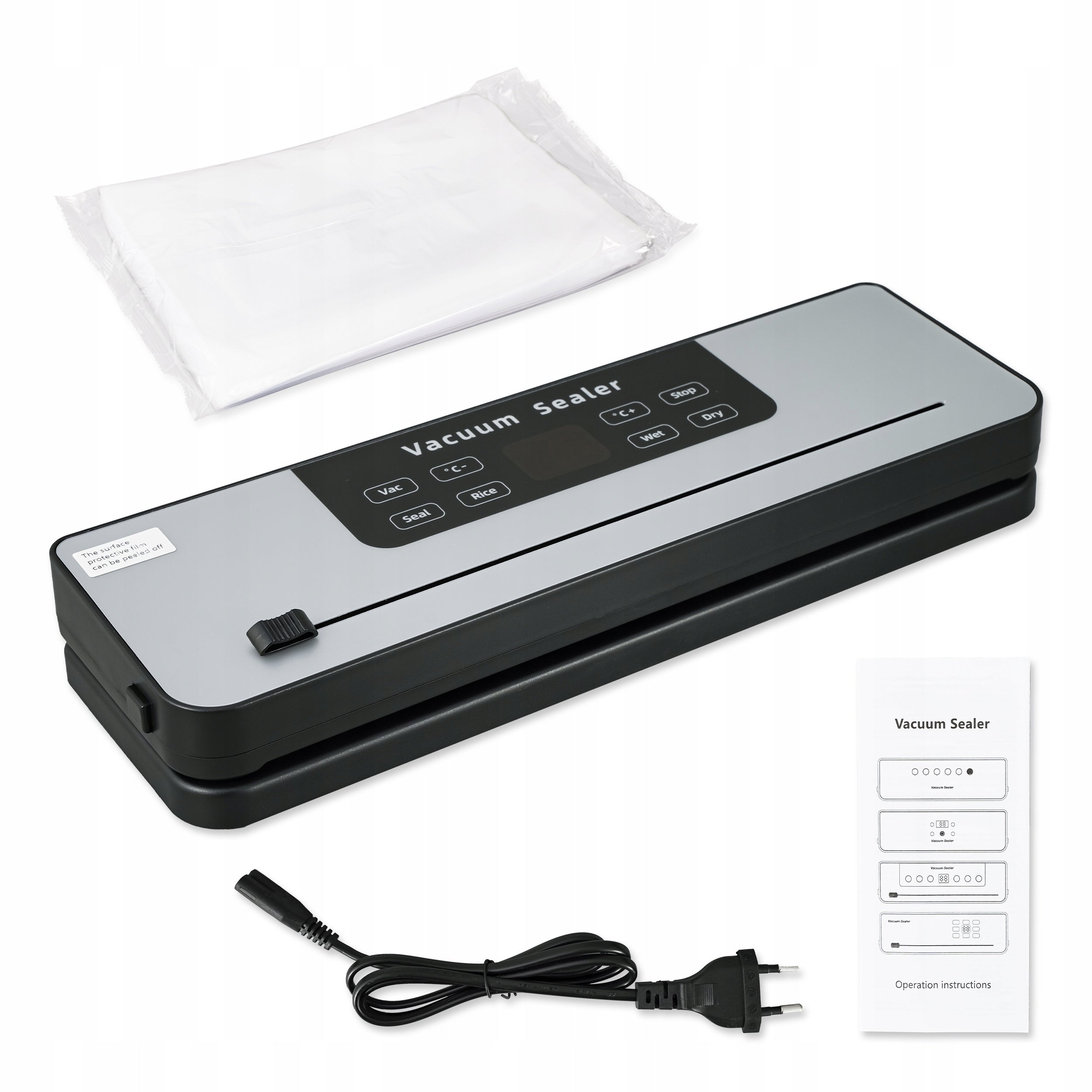 WELDING MACHINE VACUUM PACKAGING MACHINE FOR FOOD UV FILM KNIFE + 50 BAGS Manufacturer code ZGRZEWARKA + 50 WORKI