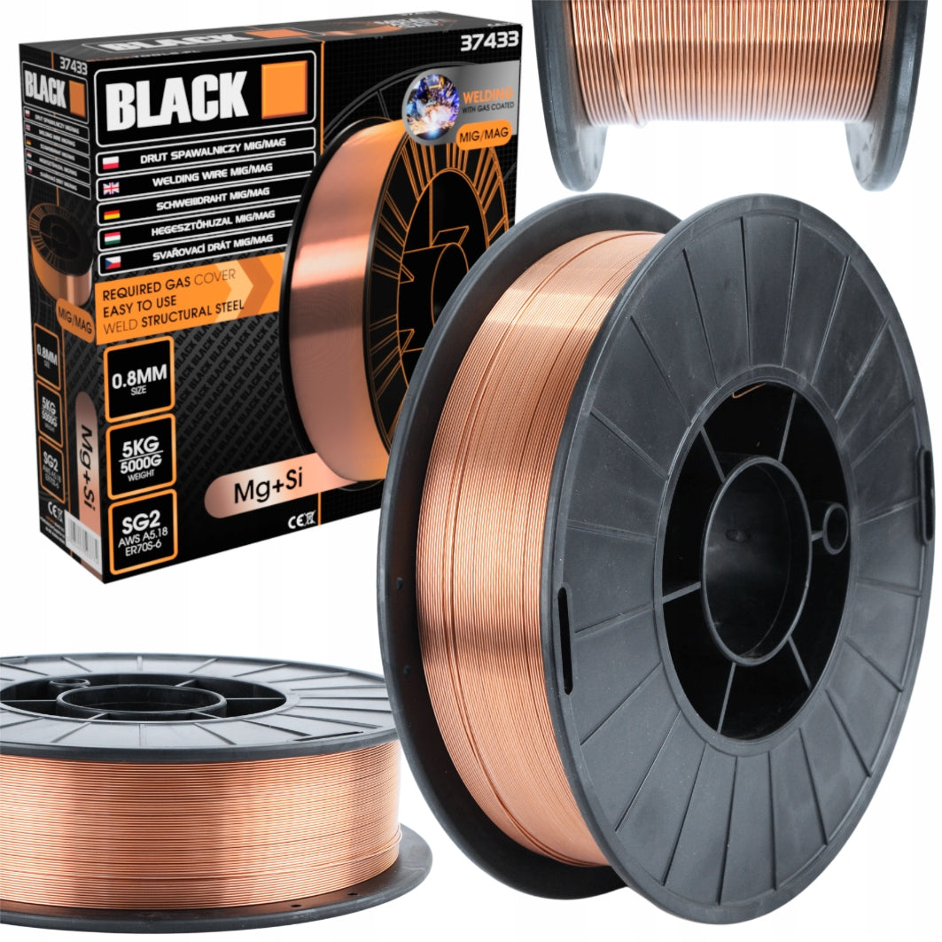WELDING WIRE 0,8MM FOR WELDING SG2 AWS 5.18 5000g 5KG MIGOMAT BLACK