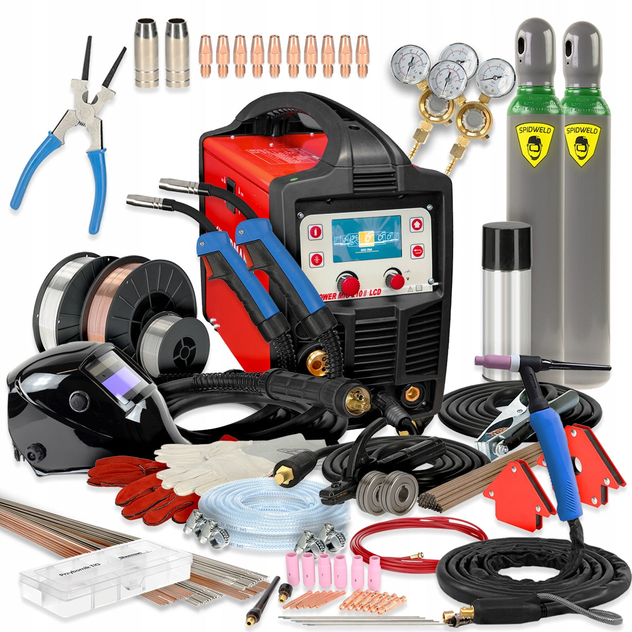 WELDMAN MIGOMAT MIG TIG MMA LCD 200A inverter welding machine Helmet set