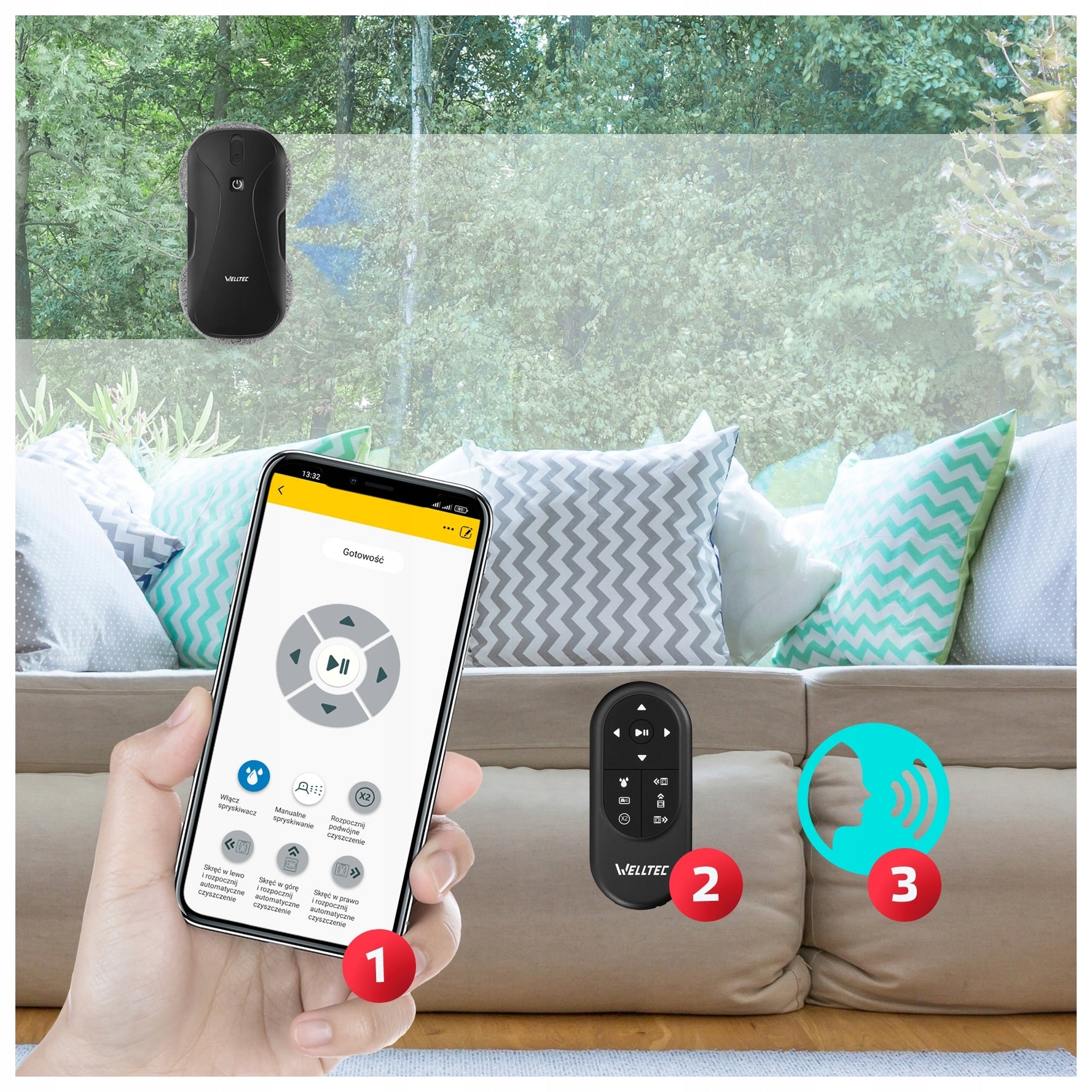 WELLTEC RX11 PRO - WINDOW CLEANER | 4000Pa | WiFi | REMOTE CONTROL + ACCESSORIES Model RX11 Pro Black