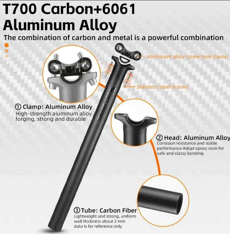 WESTBIKING Lightweight Carbon Saddle Bracket 27,2 / 400 mm / 238g Dedicated for BMX bikes cross bikes dirt bikes enduro bikes MTB (mountain bikes) cyclocross bikes street bikes road bikes track bikes trekking bikes downhill bikes trail bikes