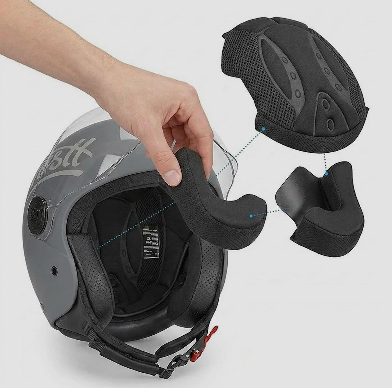 WESTT CLASSIC JET HELMET WITH FAST MOTORCYCLE SCOOTER GREY S 55-56CM Packaging status original