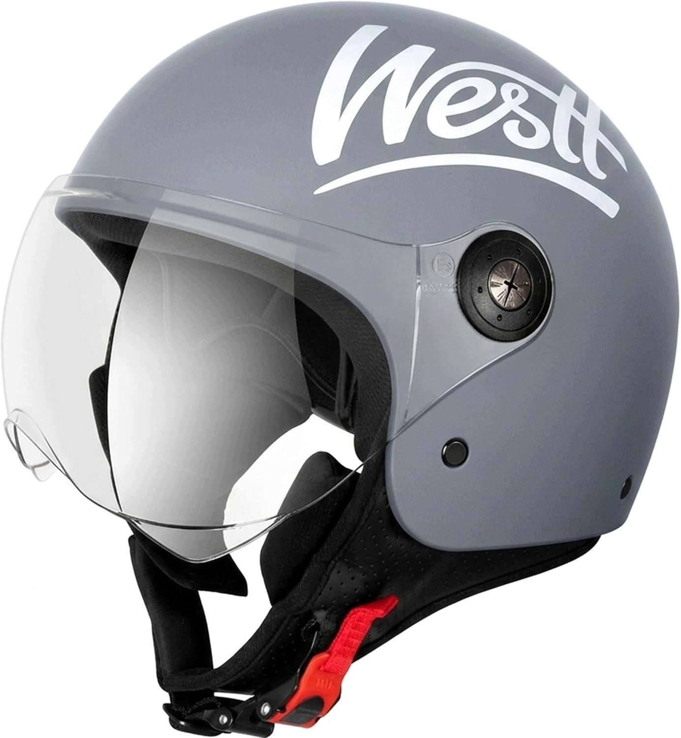 WESTT CLASSIC JET HELMET WITH FAST MOTORCYCLE SCOOTER GREY S 55-56CM
